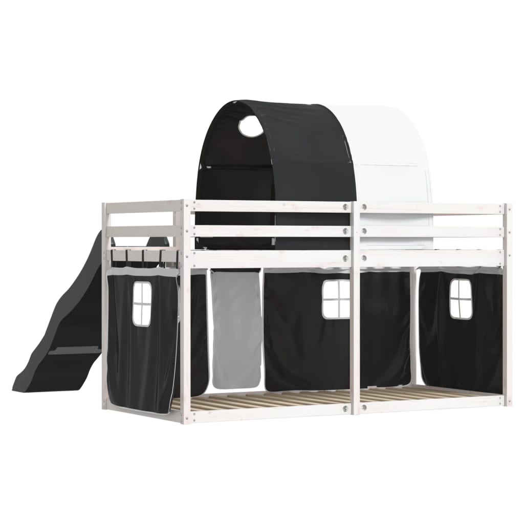 vidaXL Bunk Bed without Mattress with Slide White and Black 90x200 cm