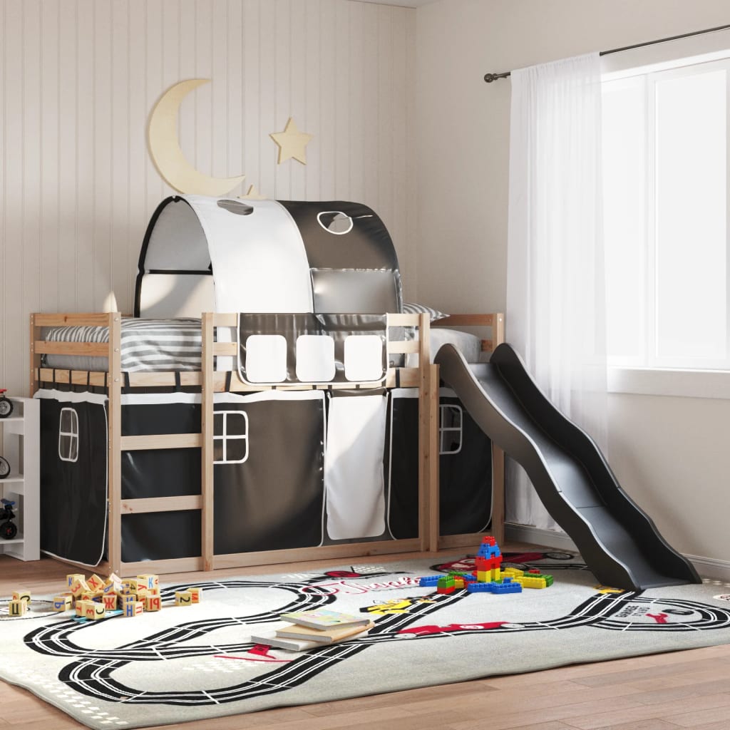 vidaXL Bunk Bed without Mattress with Slide White and Black 80x200 cm