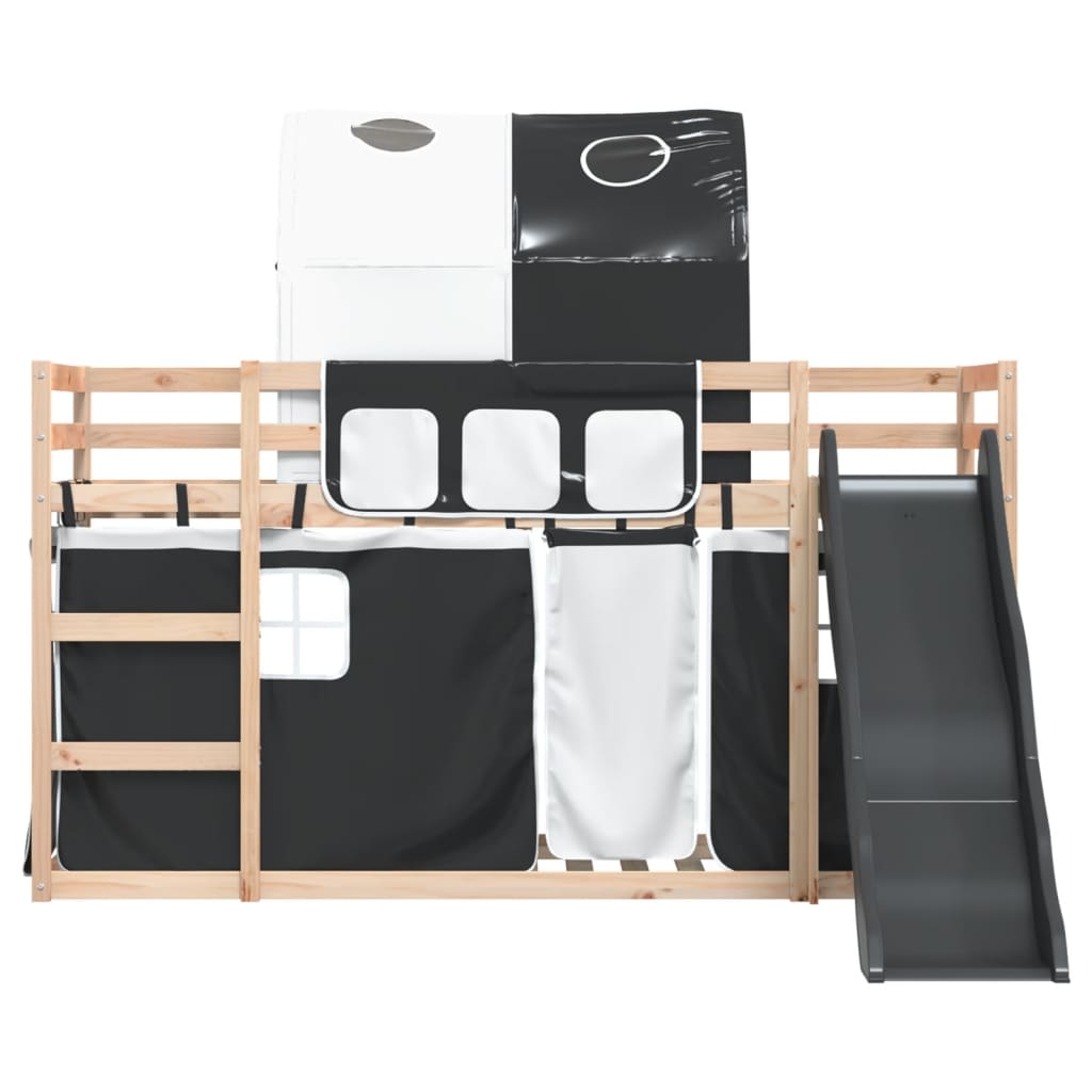 vidaXL Bunk Bed without Mattress with Slide White and Black 80x200 cm