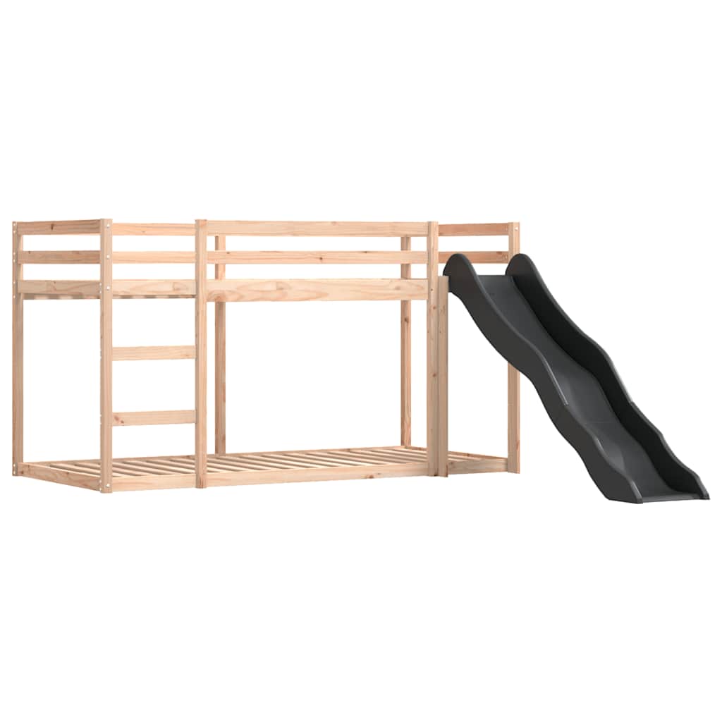 Bunk Bed without Mattress with Slide and Curtains Pink 80x200 cm
