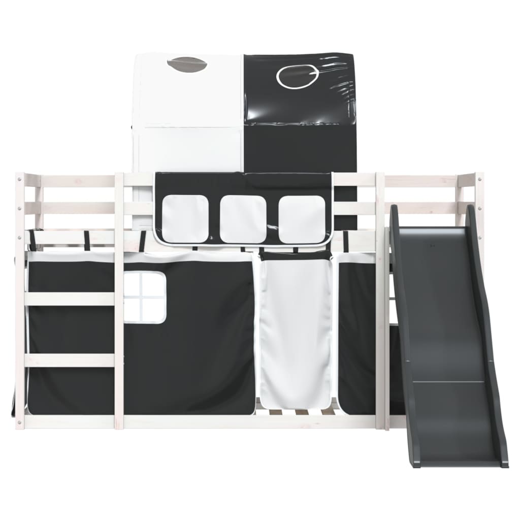 vidaXL Bunk Bed without Mattress with Slide White and Black 80x200 cm