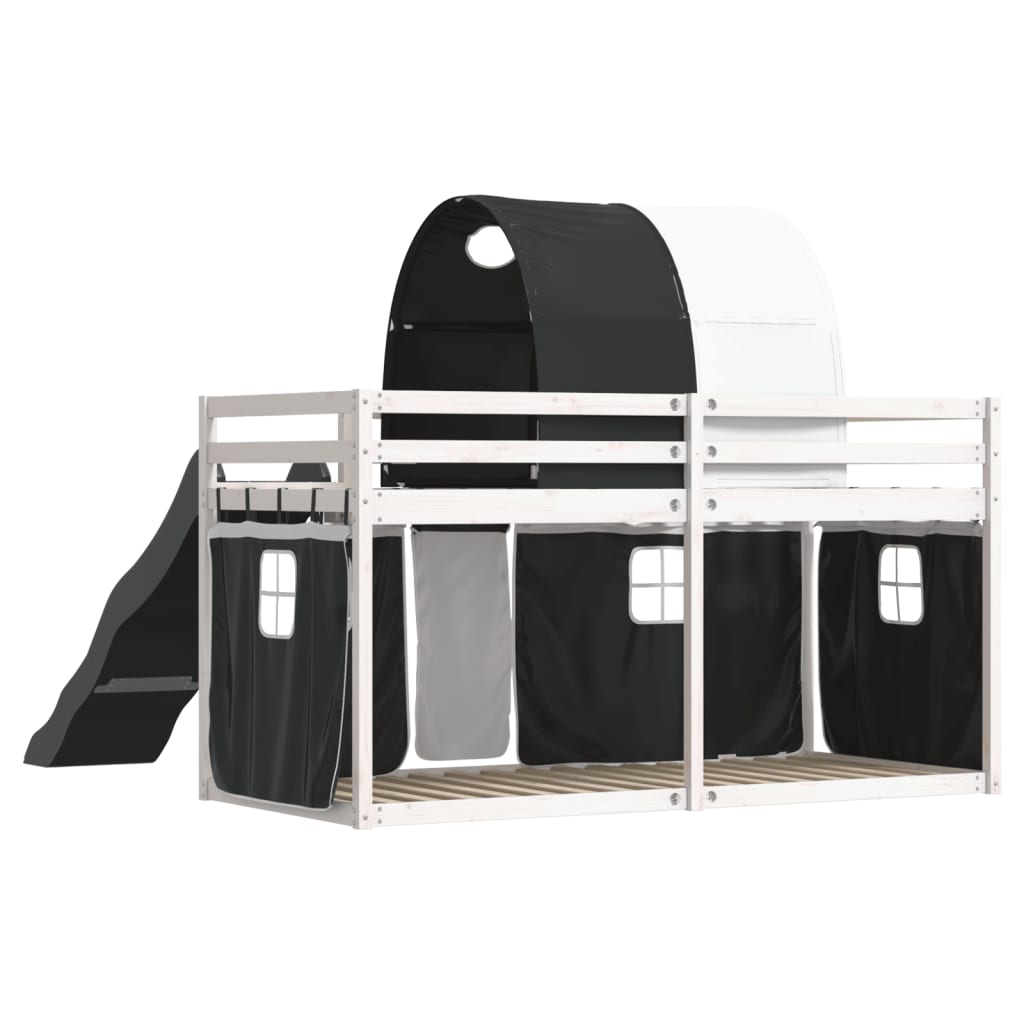 vidaXL Bunk Bed without Mattress with Slide White and Black 80x200 cm