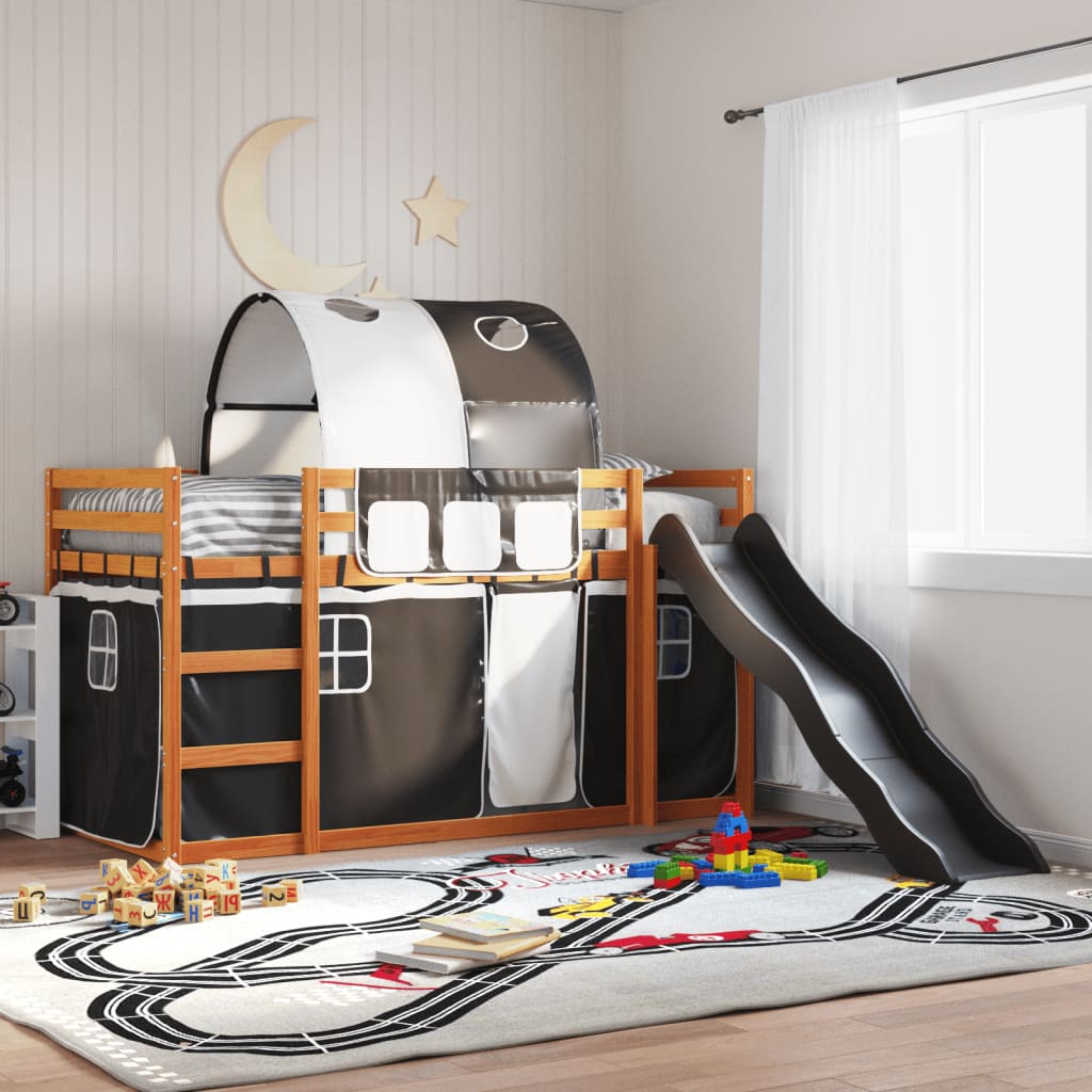 vidaXL Bunk Bed without Mattress with Slide White and Black 80x200 cm