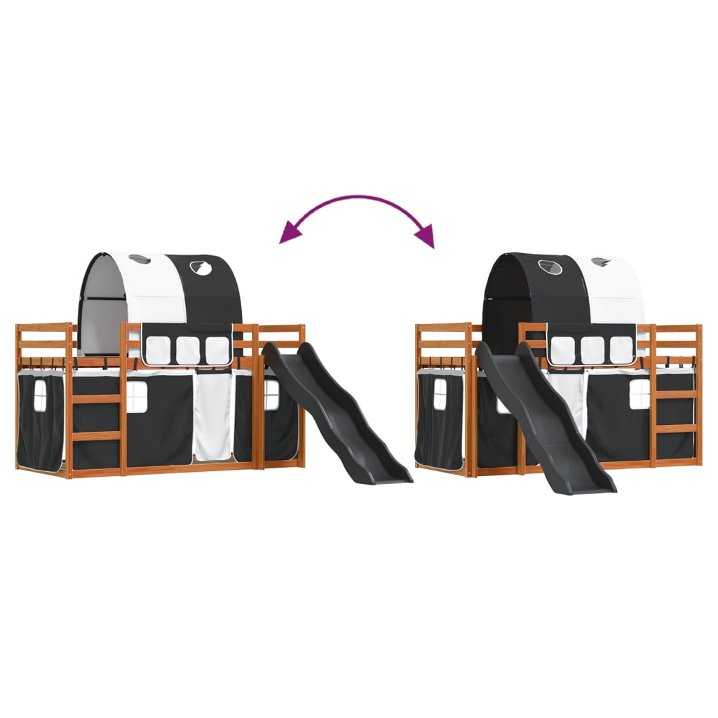 vidaXL Bunk Bed without Mattress with Slide White and Black 80x200 cm