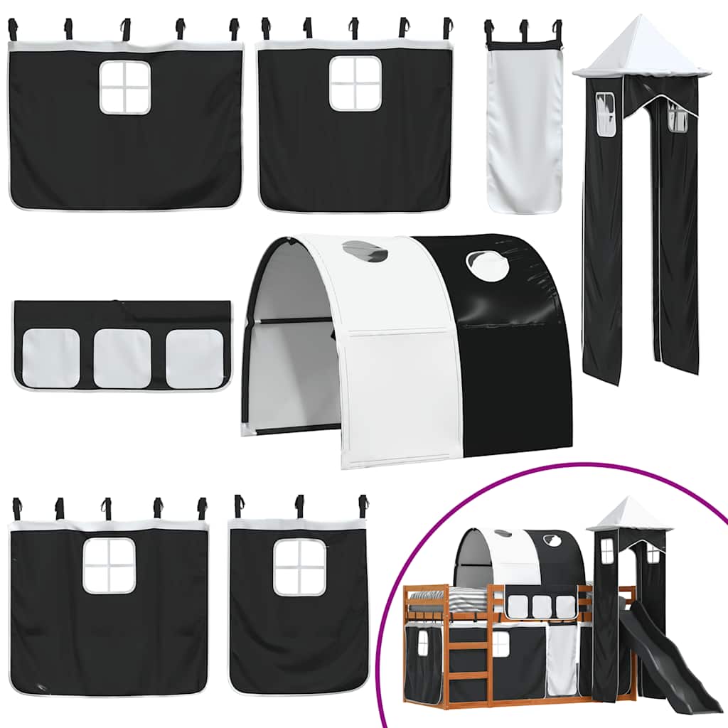 Bunk Bed without Mattress with Slide White and Black 90x200 cm