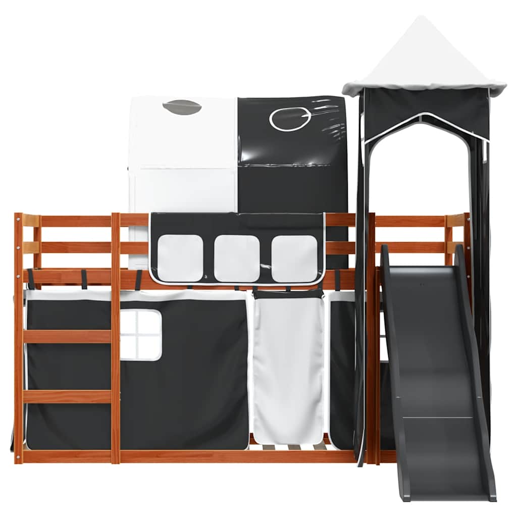 Bunk Bed without Mattress with Slide White and Black 90x200 cm
