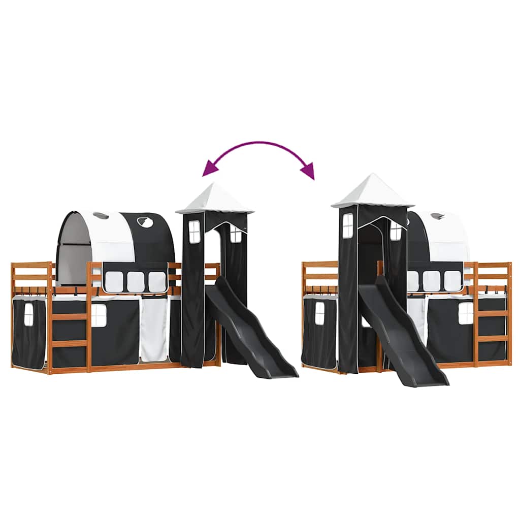 Bunk Bed without Mattress with Slide White and Black 90x200 cm