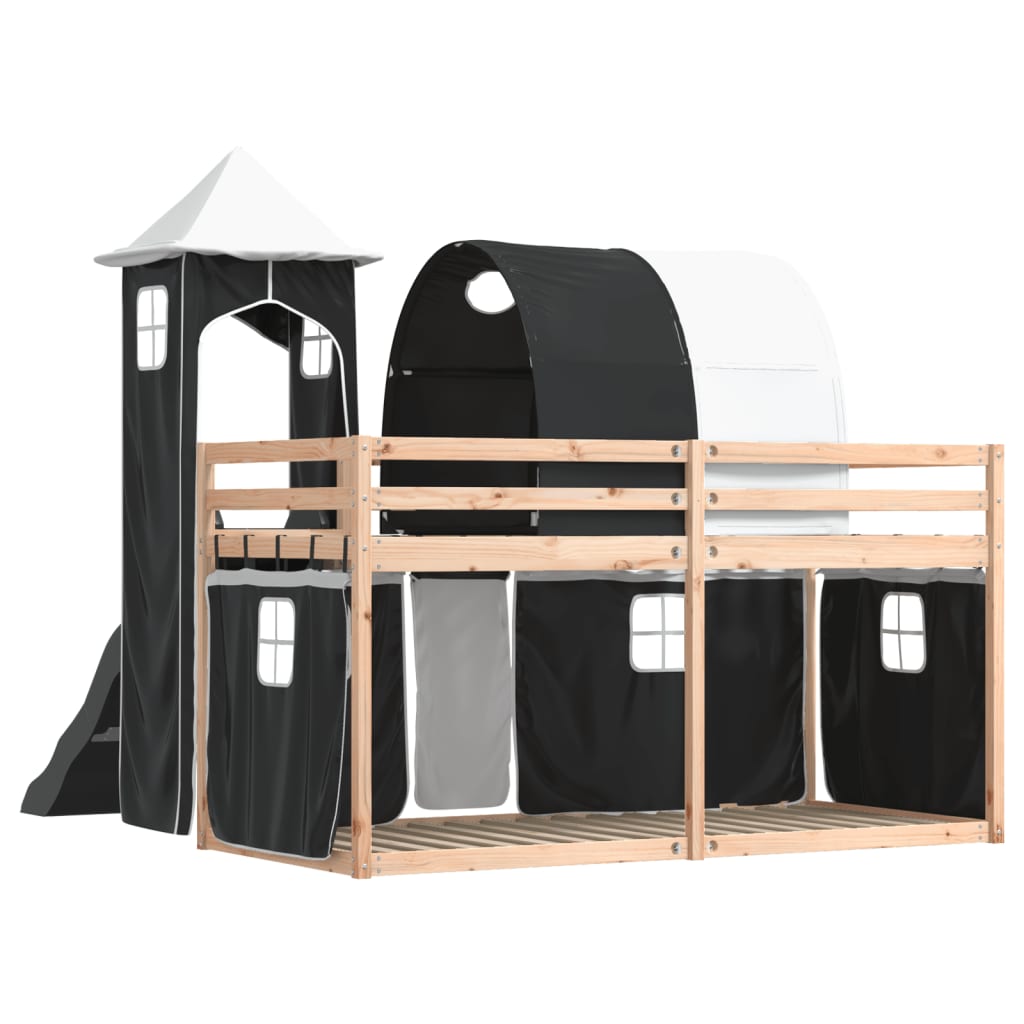 vidaXL Bunk Bed without Mattress with Slide White and Black 80x200 cm