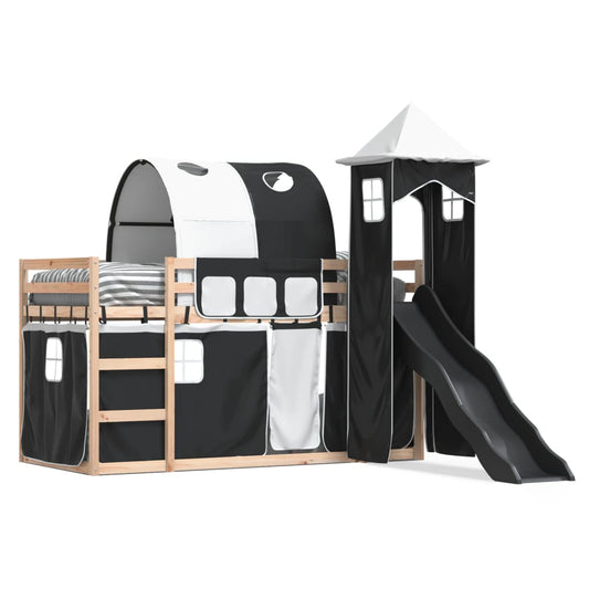 vidaXL Bunk Bed without Mattress with Slide White and Black 80x200 cm