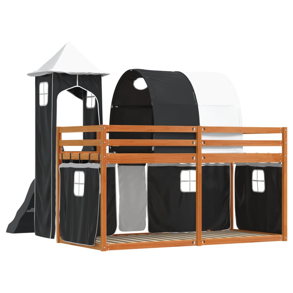 vidaXL Bunk Bed without Mattress with Slide White and Black 90x190 cm Single