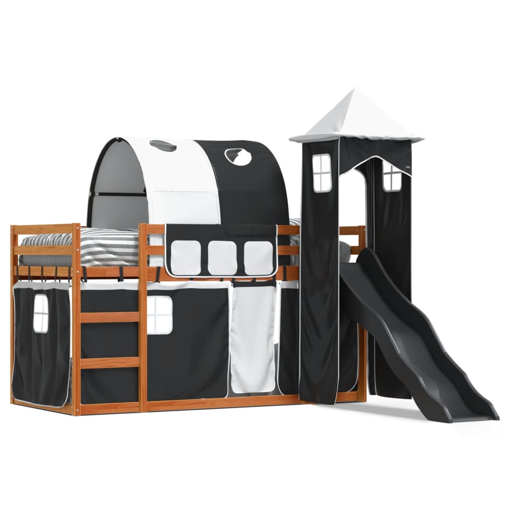 vidaXL Bunk Bed without Mattress with Slide White and Black 90x190 cm Single