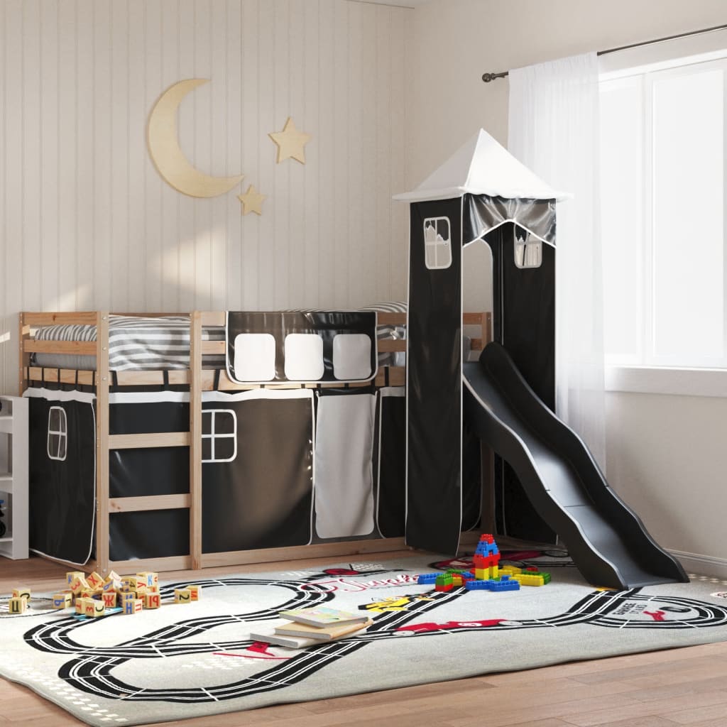 vidaXL Bunk Bed without Mattress with Slide White and Black 80x200 cm