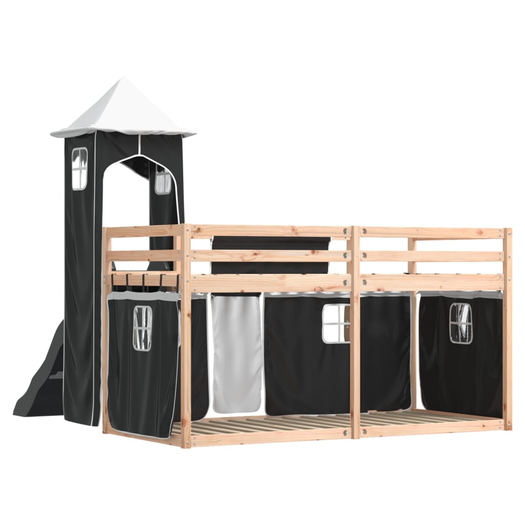 vidaXL Bunk Bed without Mattress with Slide White and Black 80x200 cm