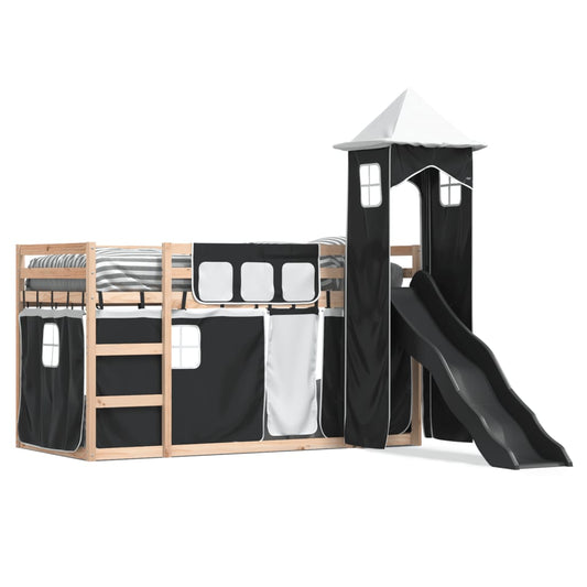 vidaXL Bunk Bed without Mattress with Slide White and Black 80x200 cm