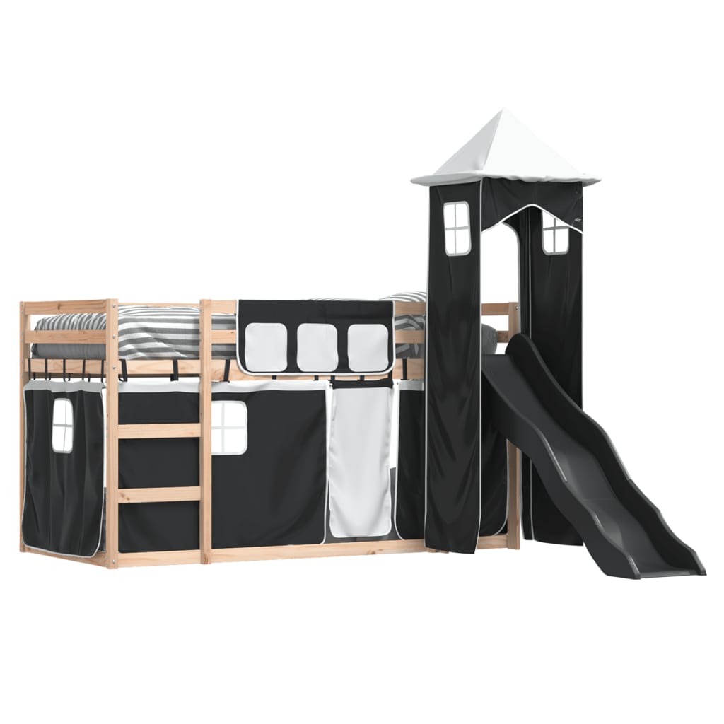 vidaXL Bunk Bed without Mattress with Slide White and Black 90x190 cm Single