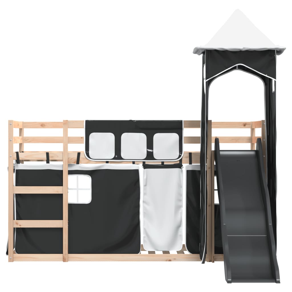 vidaXL Bunk Bed without Mattress with Slide White and Black 90x190 cm Single