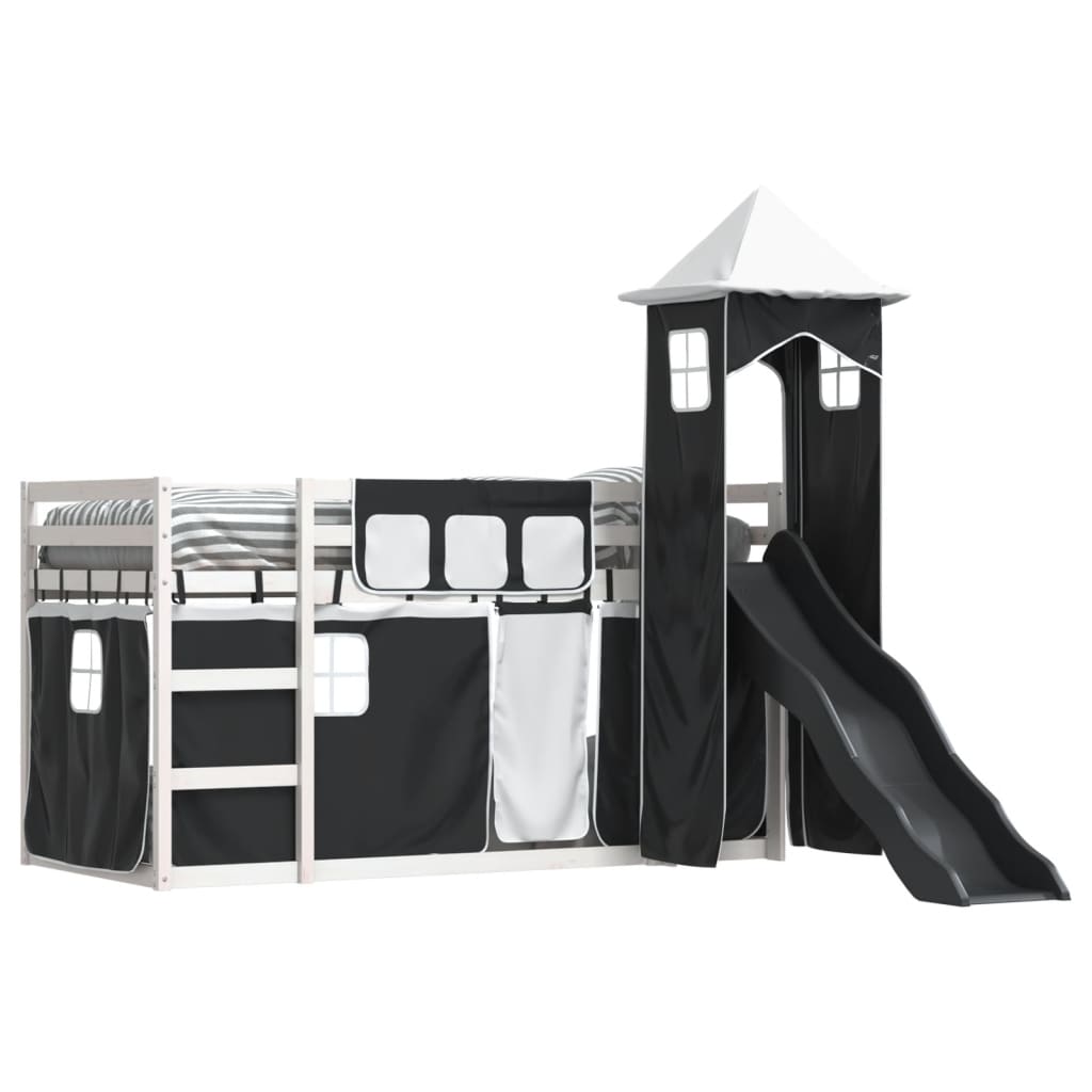 vidaXL Bunk Bed without Mattress with Slide White and Black 90x190 cm Single