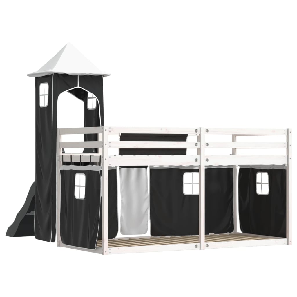 vidaXL Bunk Bed without Mattress with Slide White and Black 90x190 cm Single