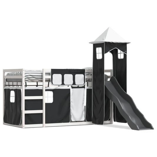 vidaXL Bunk Bed without Mattress with Slide White and Black 90x190 cm Single