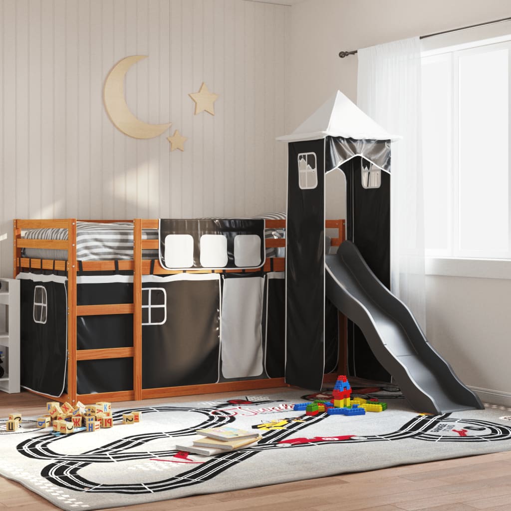 vidaXL Bunk Bed without Mattress with Slide White and Black 90x190 cm Single