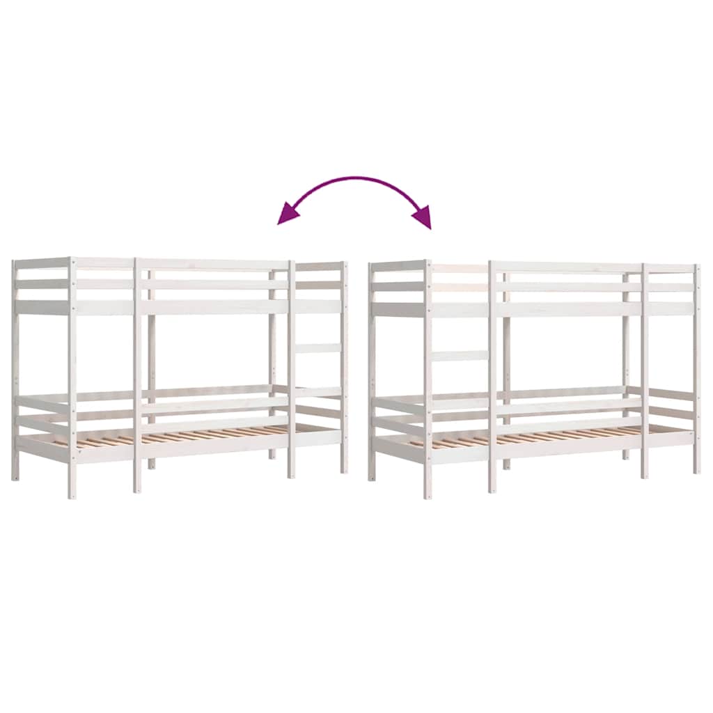 Bunk Bed without Mattress White 80x200 cm Solid Wood Pine