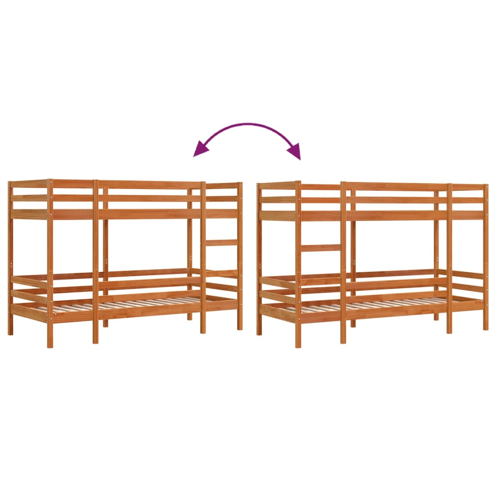 vidaXL Bunk Bed without Mattress Wax Brown 80x200 cm Solid Wood Pine