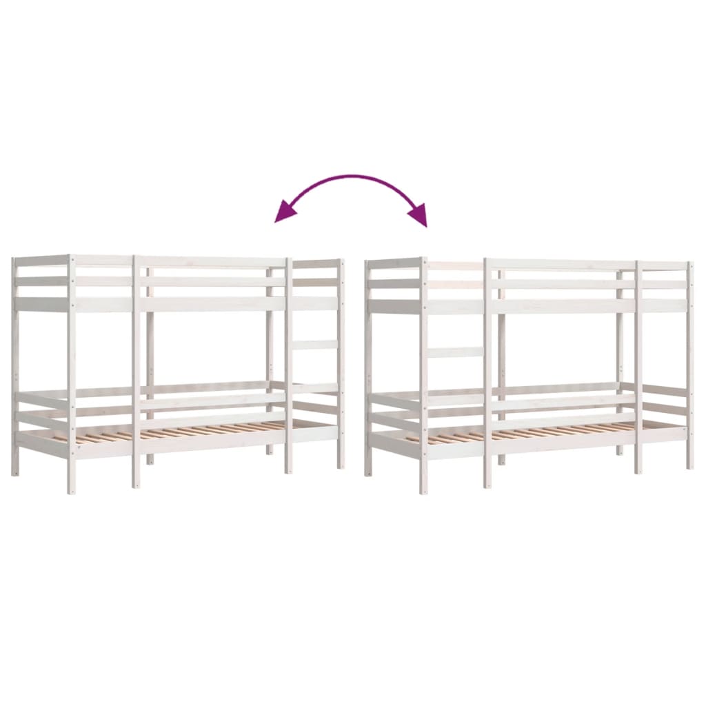 vidaXL Bunk Bed without Mattress White 90x200 cm Solid Wood Pine