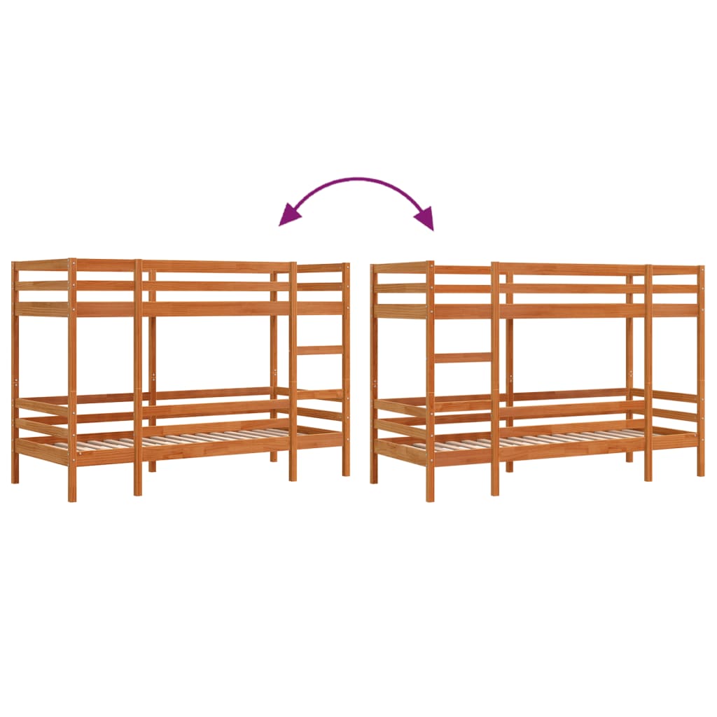 vidaXL Bunk Bed without Mattress Wax Brown 90x200 cm Solid Wood Pine