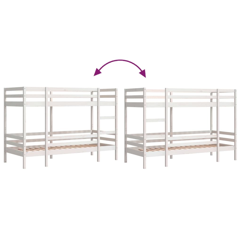 vidaXL Bunk Bed without Mattress White 90x190 cm Single Solid Wood Pine