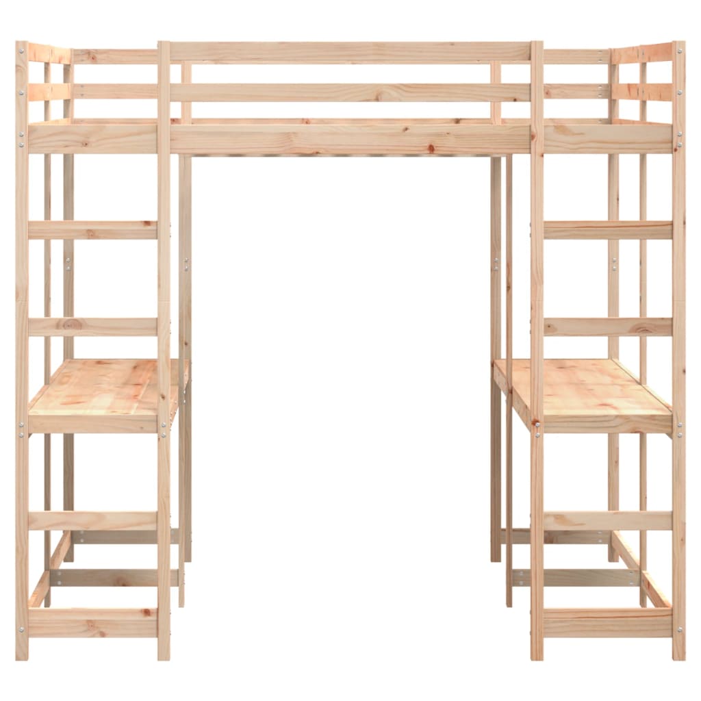 vidaXL Loft Bed with Desk and Ladder 140x200 cm Solid Wood Pine