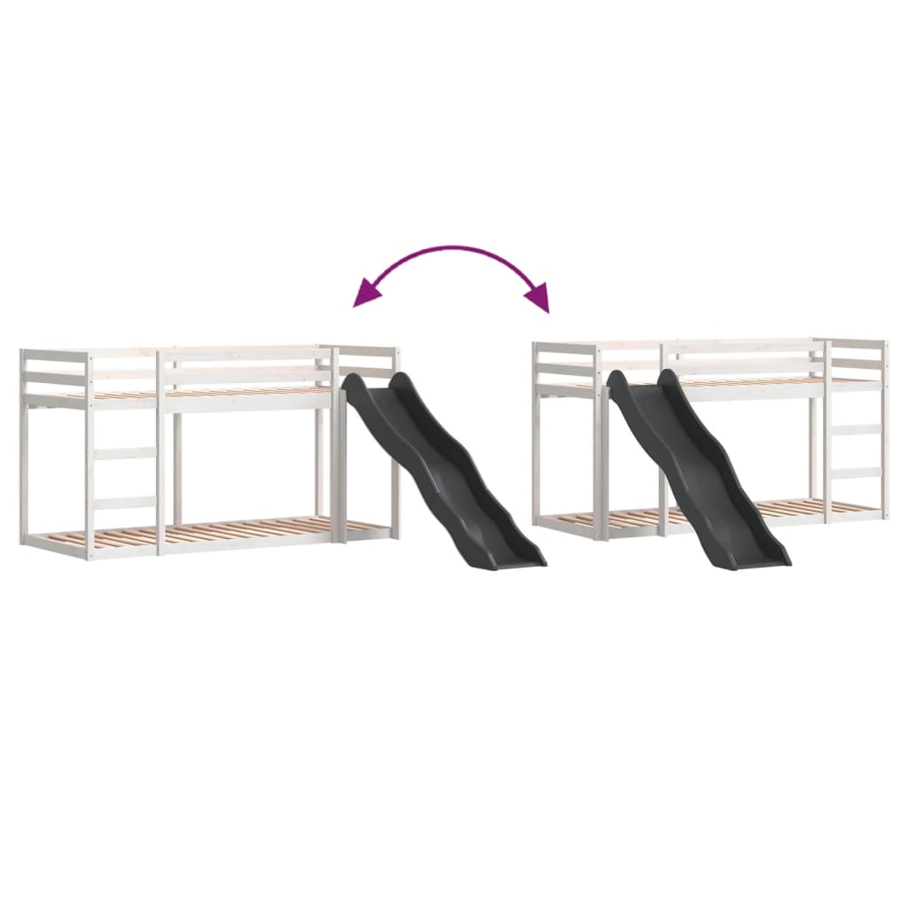 vidaXL Bunk Bed with Slide&Ladder without Mattress White 80x200 cm