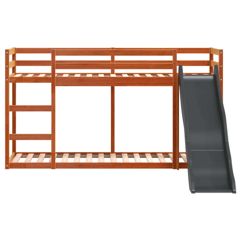 vidaXL Bunk Bed with Slide&Ladder without Mattress Wax Brown 80x200 cm