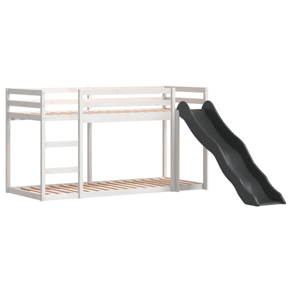 vidaXL Bunk Bed with Slide&Ladder without Mattress White 75x190 cm Small Single