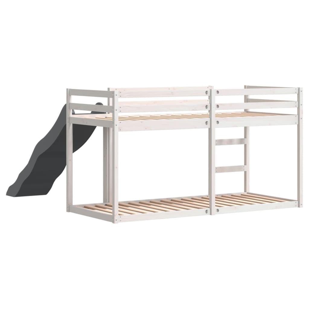 vidaXL Bunk Bed with Slide&Ladder without Mattress White 75x190 cm Small Single