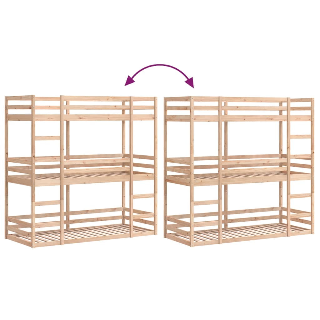 vidaXL Triple Bunk Bed without Mattress 80x200 cm Solid Wood Pine