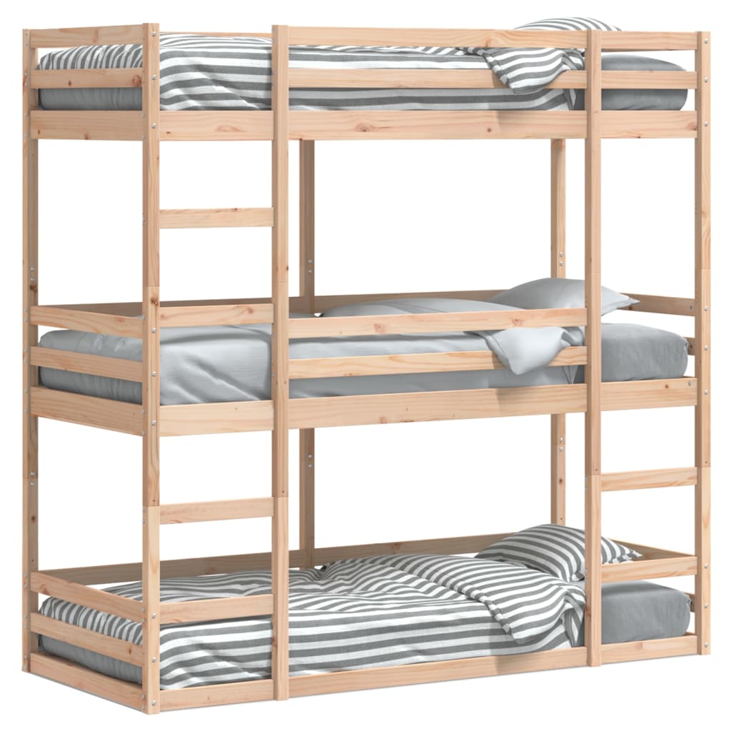 vidaXL Triple Bunk Bed without Mattress 80x200 cm Solid Wood Pine