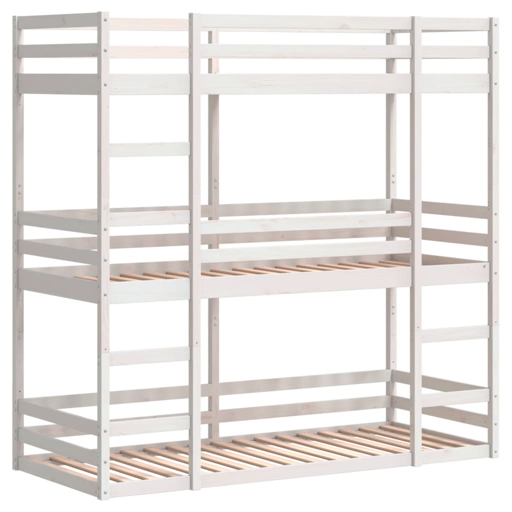 vidaXL Triple Bunk Bed without Mattress White 80x200 cm Solid Wood Pine