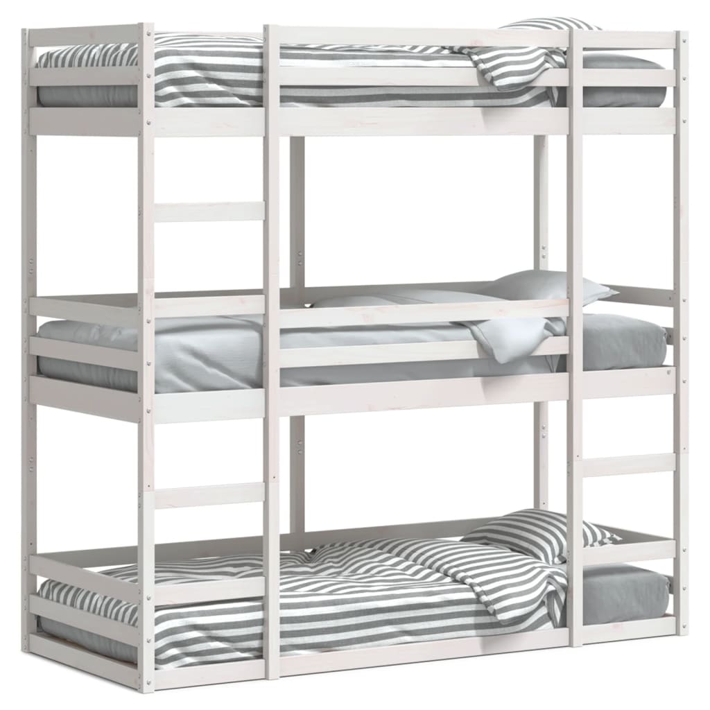 vidaXL Triple Bunk Bed without Mattress White 80x200 cm Solid Wood Pine