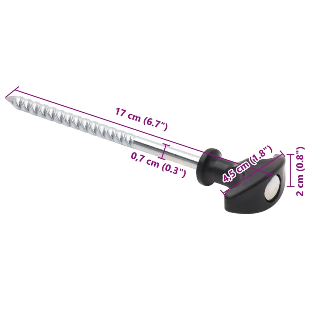 vidaXL Tent Pegs 24 pcs 17 cm Ø7 mm Galvanised Steel