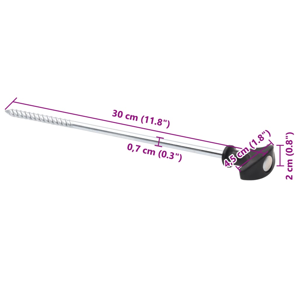 vidaXL Tent Pegs 24 pcs 30 cm Ø7 mm Galvanised Steel