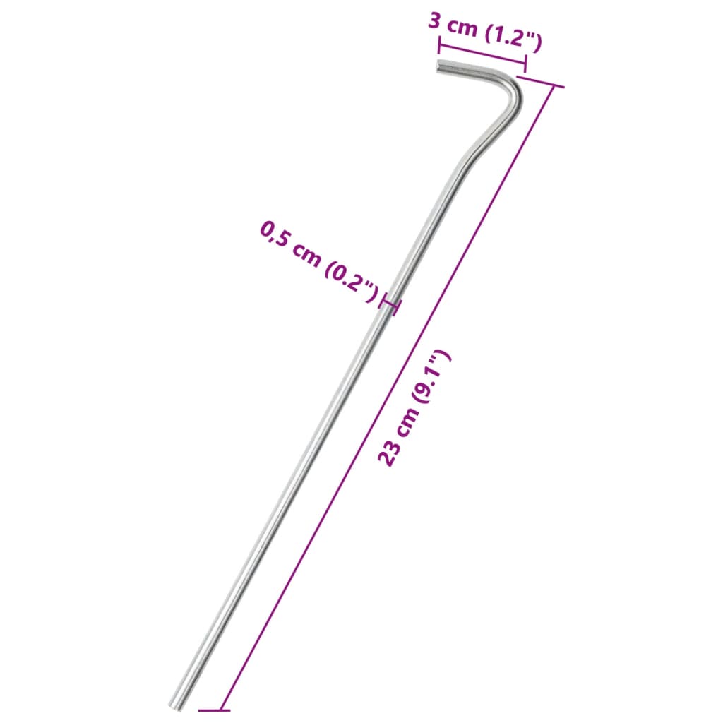 vidaXL Tent Pegs 50 pcs 23 cm Ø5 mm Galvanised Steel