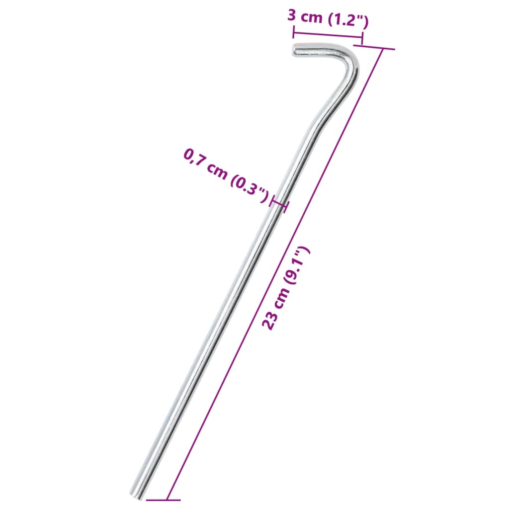 vidaXL Tent Pegs 50 pcs 23 cm Ø7 mm Galvanised Steel