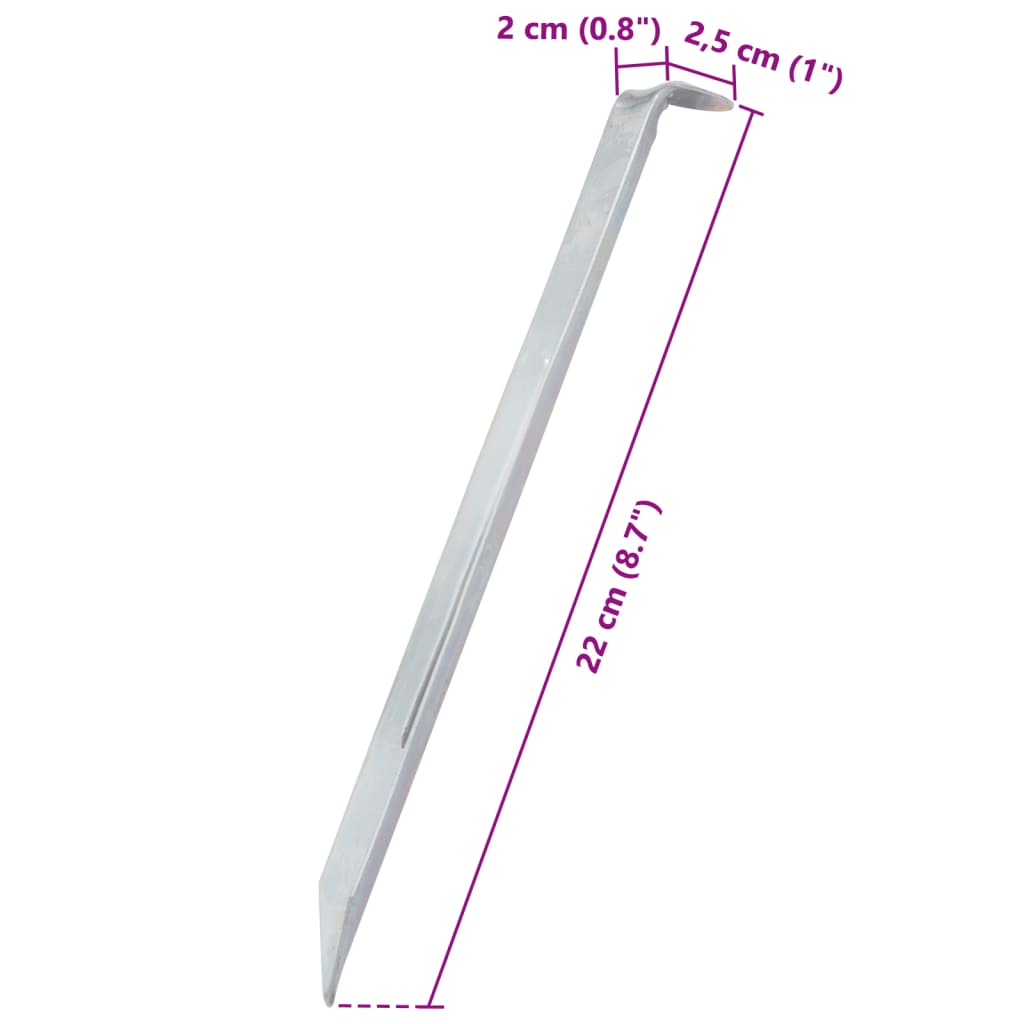 vidaXL Tent Pegs 24 pcs 22 cm Ø20 mm Galvanised Steel