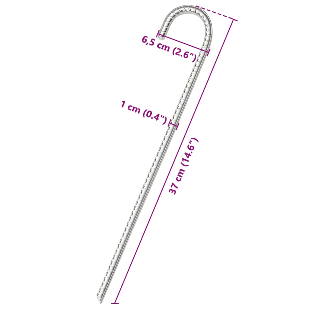 vidaXL Tent Pegs 6 pcs 37 cm Ø10 mm Galvanised Steel