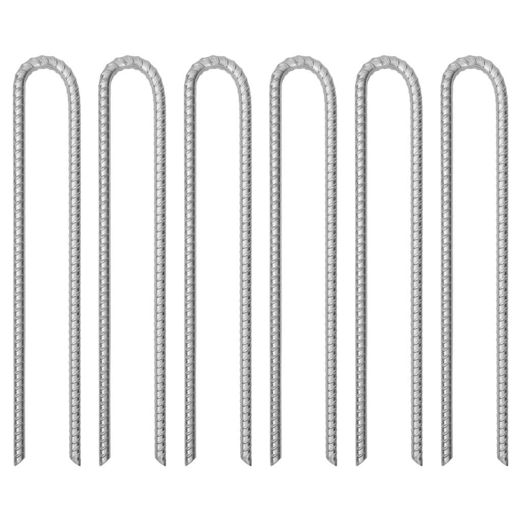 vidaXL Tent Pegs 6 pcs U-shaped 41.5 cm Ø12 mm Galvanised Steel