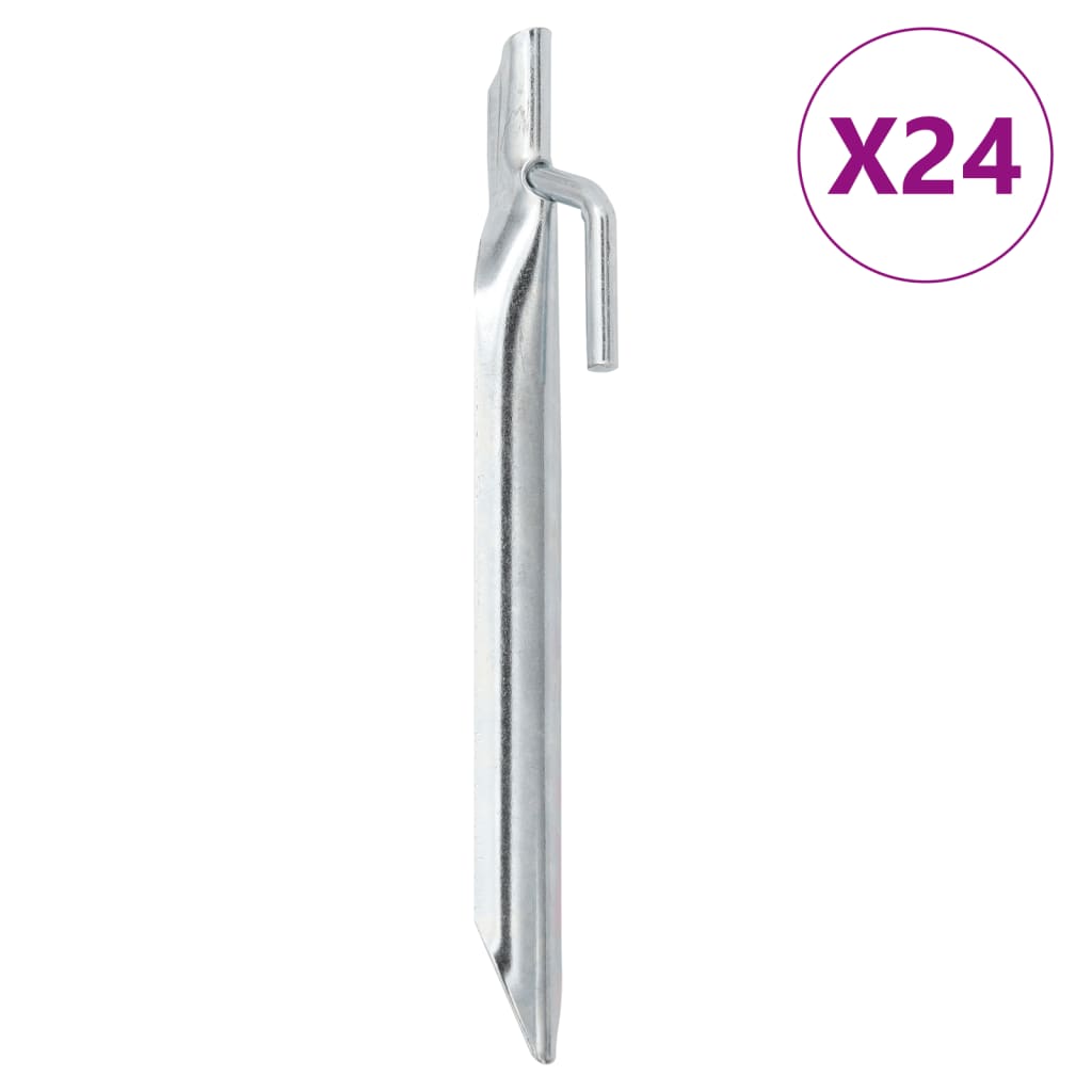 vidaXL Tent Pegs 24 pcs V-shaped 17 cm Ø20 mm Galvanised Steel