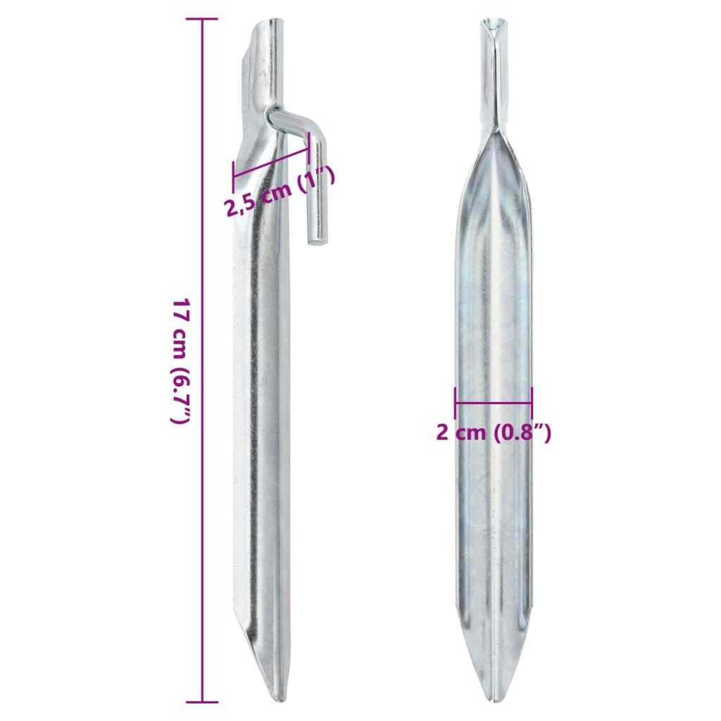 vidaXL Tent Pegs 24 pcs V-shaped 17 cm Ø20 mm Galvanised Steel