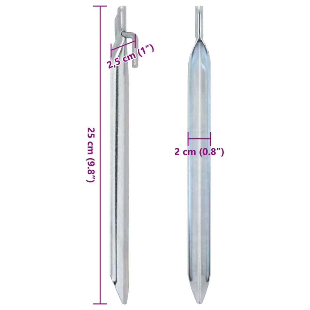 vidaXL Tent Pegs 24 pcs V-shaped 25 cm Ø20 mm Galvanised Steel