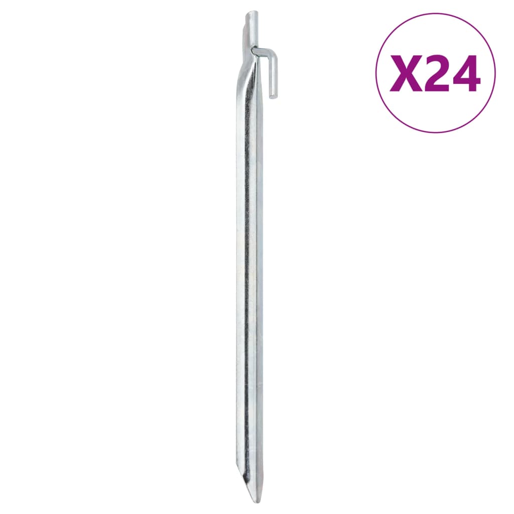 vidaXL Tent Pegs 24 pcs V-shaped 29.5 cm Ø20 mm Galvanised Steel