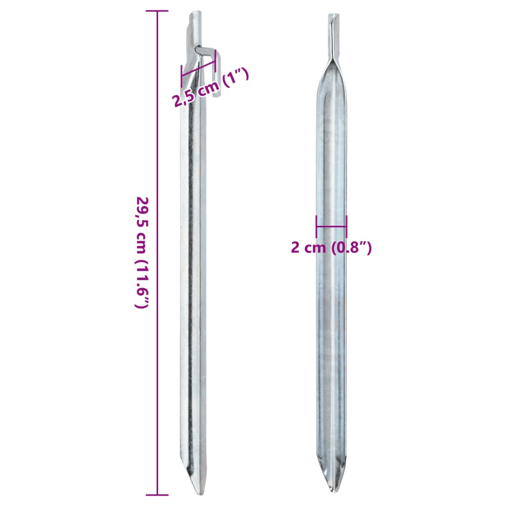 vidaXL Tent Pegs 24 pcs V-shaped 29.5 cm Ø20 mm Galvanised Steel